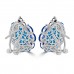 9.71 ct Oval Shaped Turquoise, Tanzanite and Black Diamond Earrings in 14 kt White Gold 9.71 ct Oval Shaped Turquoise, Tanzanite and Black Diamond Earrings in 14 kt White Gold
